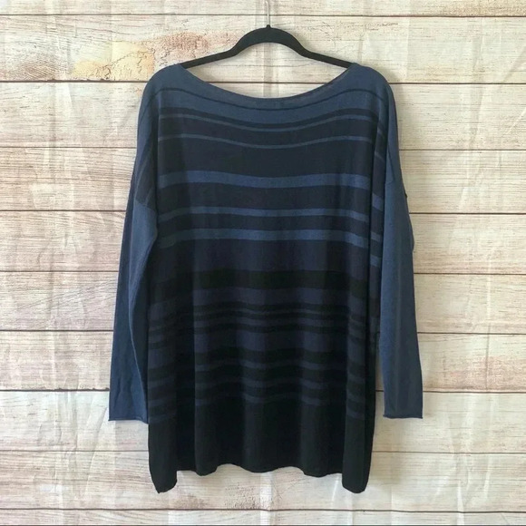 Vince Merino Wool Stripe Drop Shoulder Long Sleeve Sweater Size Medium Boatneck - Picture 5 of 8